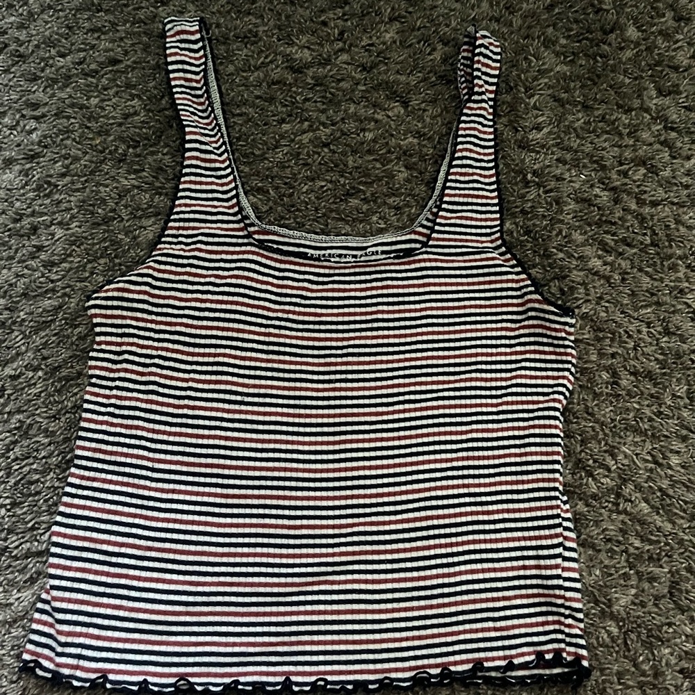 American Eagle Outfitters Black and White Ribbed Sleeveless Tank Top
